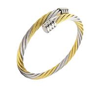 555Jewelry 2 Tone Adjustable Twisted Cable Bracelets for Women, Wire Bracelets For Women, Wire Bangle Bracelet, Cable Bracelet for Women, Silver & Gold