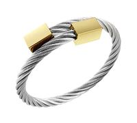555Jewelry Adjustable Twisted Cable Bracelet for Women - Wire Bangle With Hex Bolt Endings, Gold