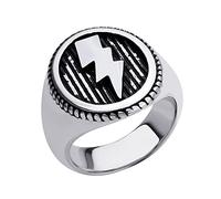 555Jewelry Classic Stainless Steel Rings for Men, Signet Seal Lightning Ring for Men, Blot Rings for Men, The Flash Ring for Boys, Biker Rings for Men, Silver, Size T 1/2