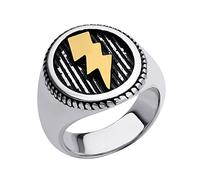 555Jewelry Classic Stainless Steel Rings for Men, Signet Seal Lightning Ring for Men, Blot Rings for Men, The Flash Ring for Boys, Biker Rings for Men, Silver & Gold, Size V 1/2