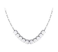 555Jewelry Dainty Stainless Steel Anchor Chain Necklace, Tiny Sliding Cubes Necklace for Women, Adjustable Delicate Chain Necklace for Ladies, Extendable Necklace, Sliver, 18 Inches