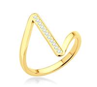 555Jewelry Elegant Stainless Steel CZ Rings for women, High Low Ring for Women, CZ Rings For Women, Zig Zag Rings for Women, Z Rings for Ladies, Gold, Size L 1/2