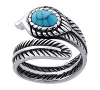 555Jewelry Silver Rings For Men Cool Feather Ring Turquoise Rings Black Onyx Ring Band Stainless Steel Thumb Rings Vintage Pinky Rings for Men US Size 8-13, Stainless Steel, No Gemstone