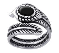 555Jewelry Silver Rings For Men Cool Feather Ring Turquoise Rings Black Onyx Ring Band Stainless Steel Thumb Rings Vintage Pinky Rings for Men US Size 8-13, Stainless Steel, No Gemstone