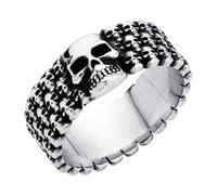 555Jewelry Skull Stainless Steel Rings Men, Biker Skull Rings for Men, Cool Gothic Vintage Ring, Antique Skeleton Death, US Size 8-13, US Size 11, Stainless Steel, No Gemstone