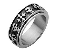 555Jewelry Skull Stainless Steel Rings Men, Biker Skull Rings for Men, Cool Gothic Vintage Ring, Antique Skeleton Death, US Size 8-13, US Size 10, Stainless Steel, No Gemstone