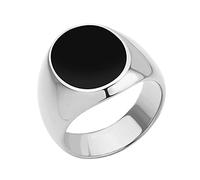 555Jewelry Solid Stainless Steel Signet Ring, Black Onyx Plain Seal for Men, Vintage Pinky Biker Ring, Silver, Size O