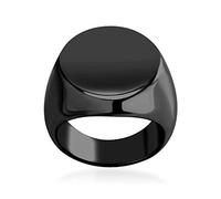 555Jewelry Solid Stainless Steel Signet Ring, Plain Seal Ring for Men, Vintage Pinky Biker Ring, Black, Size S 3/4