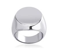 555Jewelry Solid Stainless Steel Signet Ring - Plain Seal, Vintage, Pinky, Biker Style for Men - Silver, Size Q