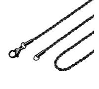 555Jewelry Stainless Steel Black Necklace For Men | Black Necklaces for Women | Classic Twisted Black Rope Necklace for Women | Singapore Chain Link Jewelry | Black 20 Inches