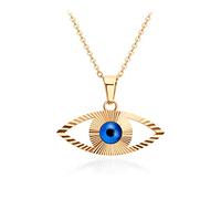 555Jewelry Stainless Steel Blue CZ Evil Eye Necklace for Women, Third Eye Necklace, Hamsa Pendant, Good Luck Charm Necklace, Obidos Evil Eye Pendant for Men, Rose Gold, 18-20 Inch Chain