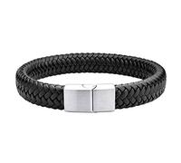 555Jewelry Stainless Steel & Braided Leather Star of David Bracelet for Men and gents, Jewelry Star of David, Mens Bracelet Jewish, Leather Bracelet for Men, 9 Inch, Black