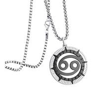 555Jewelry Stainless Steel Cancer Necklace for Wife, Horoscope Constellation Necklaces for Women & Ladies, Zodiac Sign Pendant for Men, Astrology Necklace for Her, 18 Inch, Silver/Black