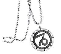 555Jewelry Stainless Steel Capricorn Necklace for Wife, Horoscope Constellation Necklaces for Women & Ladies, Zodiac Sign Pendant for Men, Astrology Necklace for Her, 16 Inch, Silver/Black