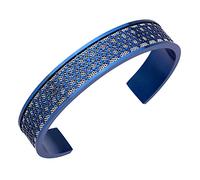 555Jewelry Stainless Steel Cuff Bangle Star of David Bracelet for Men, Jewelry Star of David, Mens Bracelet Jewish, Open Bangle for Men, Magen David Bangle, Blue&Silver