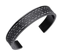 555Jewelry Stainless Steel Cuff Bangle Star of David Bracelet for Men, Jewelry Star of David, Mens Bracelet Jewish, Open Bangle for Men, Magen David Bangle, Black/Silver