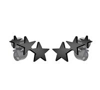 555Jewelry Stainless Steel Cute Triple Stars Hypoallergenic Stud Earrings for ladies, Lovely Minimalist Earrings for Women, Tiny Stud Earrings for Women, Small Stud Earrings, Black