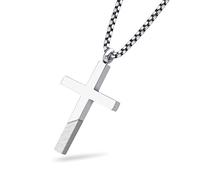 555Jewelry Stainless Steel Dainty Cross Necklace for Women, Womens Cross Necklace, Cross Necklace for Girls, Cross Pendant for Women - Silver/Matte, 18" Chain