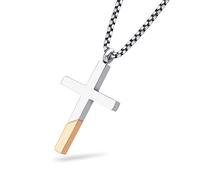 555Jewelry Stainless Steel Dainty Cross Necklace for Women, Womens Cross Necklace, Cross Necklace for Girls, Cross Pendant for Women - Silver/Rose Gold, 18" Chain