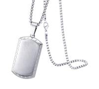 555Jewelry Stainless Steel Dog Tag Necklace for Men and Women, Matte Dog Tag Pendant Chain Necklaces, 16-24 Inch, 16 Inch, Stainless Steel, No Gemstone