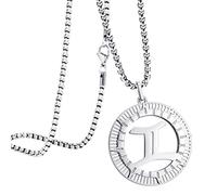 555Jewelry Stainless Steel Gemini Necklace for Wife, Horoscope Constellation Necklaces for Women & Ladies, Zodiac Sign Pendant for Men, Astrology Necklace for Her, 16 Inch, Silver