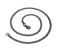 555Jewelry Stainless Steel Herringbone Chain Necklace for Women, Flat Snake Necklace for Ladies, Snake Chain Necklace for Men, Elegant Chain Necklace, Black, 22 Inch Chain