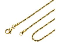 555Jewelry Stainless Steel High Polish Classic Charm Cable Chain Twisted Singapore Rope Link Secure Single Claw Clasp Necklace Women Men Unisex Jewelry Accessory, Yellow Gold 28 Inch