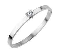 555Jewelry Stainless Steel Hinge Lock Large Heart Shape CZ Cuff Love Bracelet Bangle Bracelets for Women, Love Bracelets for Women, Silver