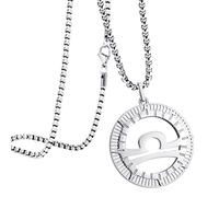 555Jewelry Stainless Steel Libra Necklace for Wife, Horoscope Constellation Necklaces for Women & Ladies, Zodiac Sign Pendant for Men, Astrology Necklace for Her, 18 Inch, Silver