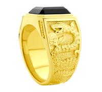 555Jewelry Stainless Steel Men's Ring Black Onyx Ring Square Mens Signet Ring Black Onyx Stone Signet Rings for Men Snake Engraved Size 7-13, Stainless Steel, No Gemstone