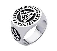 555Jewelry Stainless Steel Norse Vaulknut Ring Runic Symbol Viking Rings for Men Nordic Celtic Thumb Ring Vintage Jewelry Gift, US Size 7-13, US SIZE 9, Stainless Steel, No Gemstone