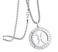 555Jewelry Stainless Steel Pisces Necklace for Wife, Horoscope Constellation Necklaces for Women & Ladies, Zodiac Sign Pendant for Men, Astrology Necklace for Her, 24 Inch, Silver