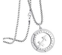 555Jewelry Stainless Steel Sagittarius Necklace for Wife, Horoscope Constellation Necklaces for Women & Ladies, Zodiac Sign Pendant for Men, Astrology Necklace for Her, 24 Inch, Silver