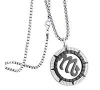 555Jewelry Stainless Steel Scorpio Necklace for Wife, Horoscope Constellation Necklaces for Women & Ladies, Zodiac Sign Pendant for Men, Astrology Necklace for Her, 24 Inch, Silver/Black