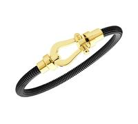 555Jewelry Stainless Steel Simple Horseshoe Bangle Bracelet for Women, Hypoallergenic U-Shaped Sideways Twisted Wire Bangle Bracelets for Men, Stainless Steel, no gemstone