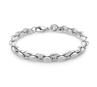 555Jewelry Stainless Steel Solid Unisex Womens Mens Hollow Coffee Bean Link Stylish Solid Lightweight Fashion Jewelry Accessory Chain Bangle Bracelet, Silver 7 Inch