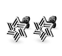 555Jewelry Stainless Steel Star of David Earrings for Women & Ladies, Hypoallergenic Star Of David Earrings for Women, Small Jewish Star Earrings, Womens Jewish Star Earrings, Silver Black