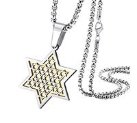 555Jewelry Stainless Steel Star of David Necklace for Men & Women, Box Chain Magen David Necklace for Women, Small Jewish Star Necklace, Mens Jewish Star Necklace, 24 Inch, Silver/Gold