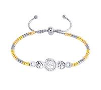 555Jewelry Stainless Steel Tree of Life Bracelet, Adjustable Slider Cuff Bangle Beaded Ball Chain Bolo Bracelets for Women, Cubic Zirconia Bracelets for Women, Silver/Gold/Rose Gold