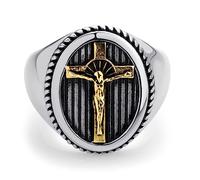 555Jewelry Stainless Steel Vintage Hammered Style Cross GOD Signet Ring for Men, Metal, No Gemstone