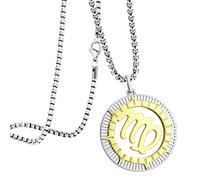 555Jewelry Stainless Steel Virgo Necklace for Wife, Horoscope Constellation Necklaces for Women & Ladies, Zodiac Sign Pendant for Men, Astrology Necklace for Her, 24 Inch, Silver/Gold