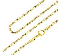 555Jewelry Thin 2.5mm Stainless Steel Box Chain Necklace for Men & Women, Lightweight Stainless Steel Necklace for Men, Necklace Chain For Men, Gold, 22 Inch
