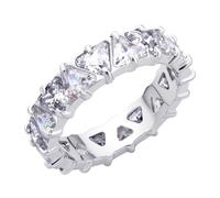 555Jewelry Triangle Shape Cubic Zirconia Wedding Band Stainless Steel Rings for Women Stackable Trillion Cut Eternity Band Rings US Size 6-10, US Size 7, Stainless Steel, Cubic Zirconia