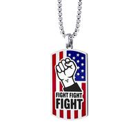 555Jewelry Trump Fight Fight Fight Dog Tag Stainless Steel Necklace for Women | Fight for Trump Dog Tag Men Necklace, 20 Inch, Stainless Steel, No Stone