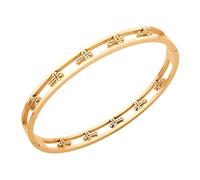 555Jewelry Unisex Stainless Steel Budded Cross Hinged Cuff Bangle Bracelets for Women, Cross Bangles for Men, Sideways Cross Cuff Bangle Bracelets, Rose Gold