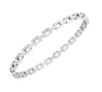 555Jewelry Unisex Stainless Steel Link Chain Bangle Bracelets for Women, Elegant Patterned Bangles for Men, Square Chain Pattern Hinged Cuff Bangle Bracelets, Silver