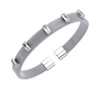 555Jewelry Unisex Stainless Steel Mesh Open Cuff Bangle Bracelet for Men & Women, 2.36 inches, Stainless Steel, no gemstone