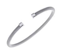 555Jewelry Unisex Stainless Steel Mesh Open Cuff Bangle Bracelet for Men & Women, 60 mm, Stainless Steel, no gemstone