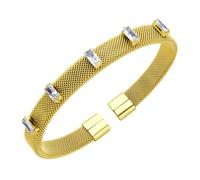 555Jewelry Unisex Stainless Steel Mesh Open Cuff Bangle Bracelet for Men & Women, Stainless Steel, no gemstone