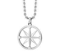 555Jewelry Unisex Stainless Steel Navigator Navigation Compass Pendant Necklace (Silver)